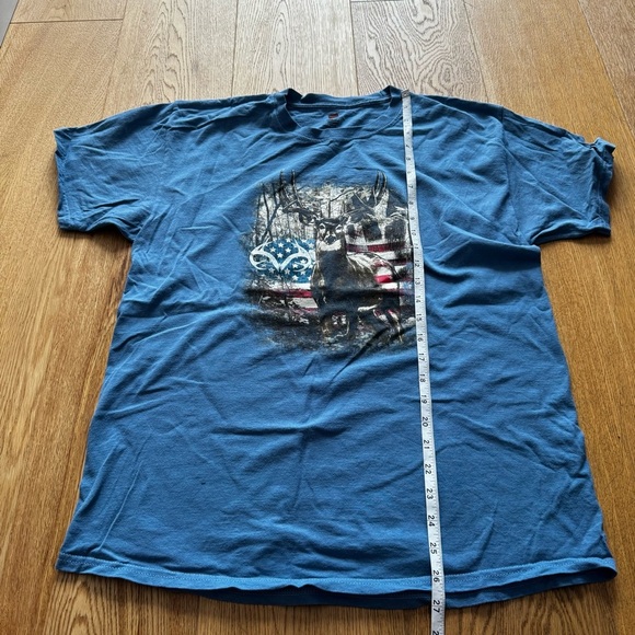 HANES REALTREE BLUE TEE WITH DEER AND USA LOGO PRINT - Picture 5 of 6